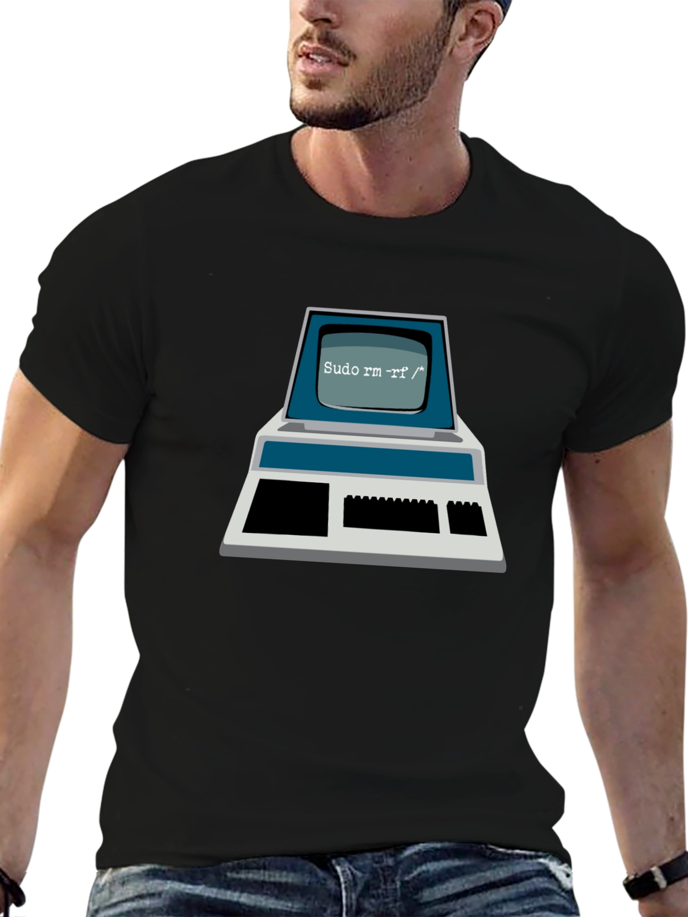 Retro Computer Command T-Shirt - Sudo rm -rf