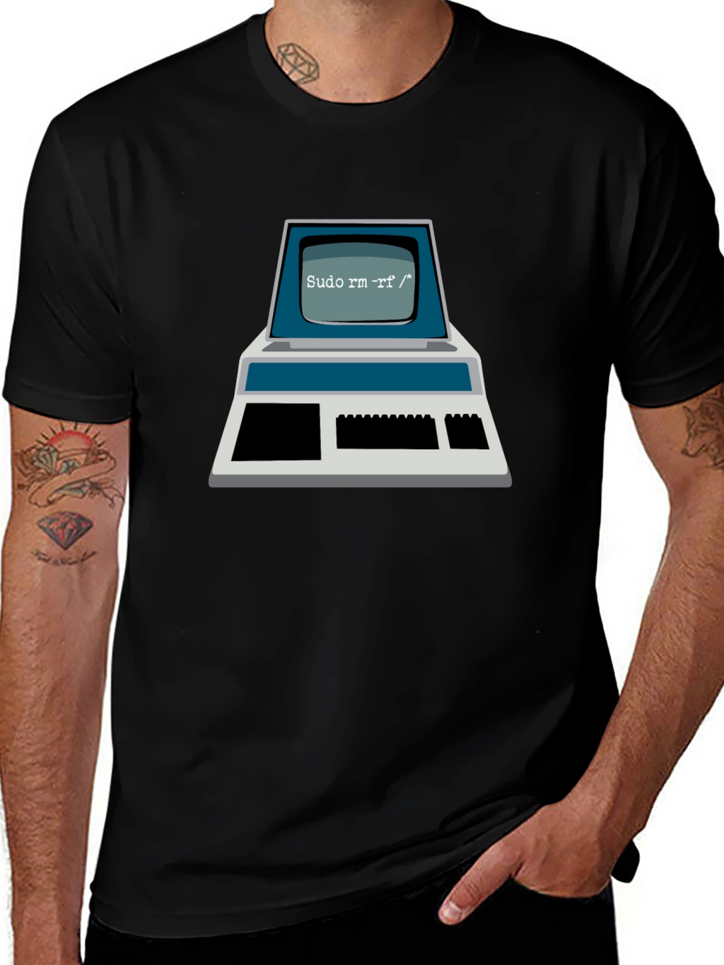 Retro Computer Command T-Shirt - Sudo rm -rf