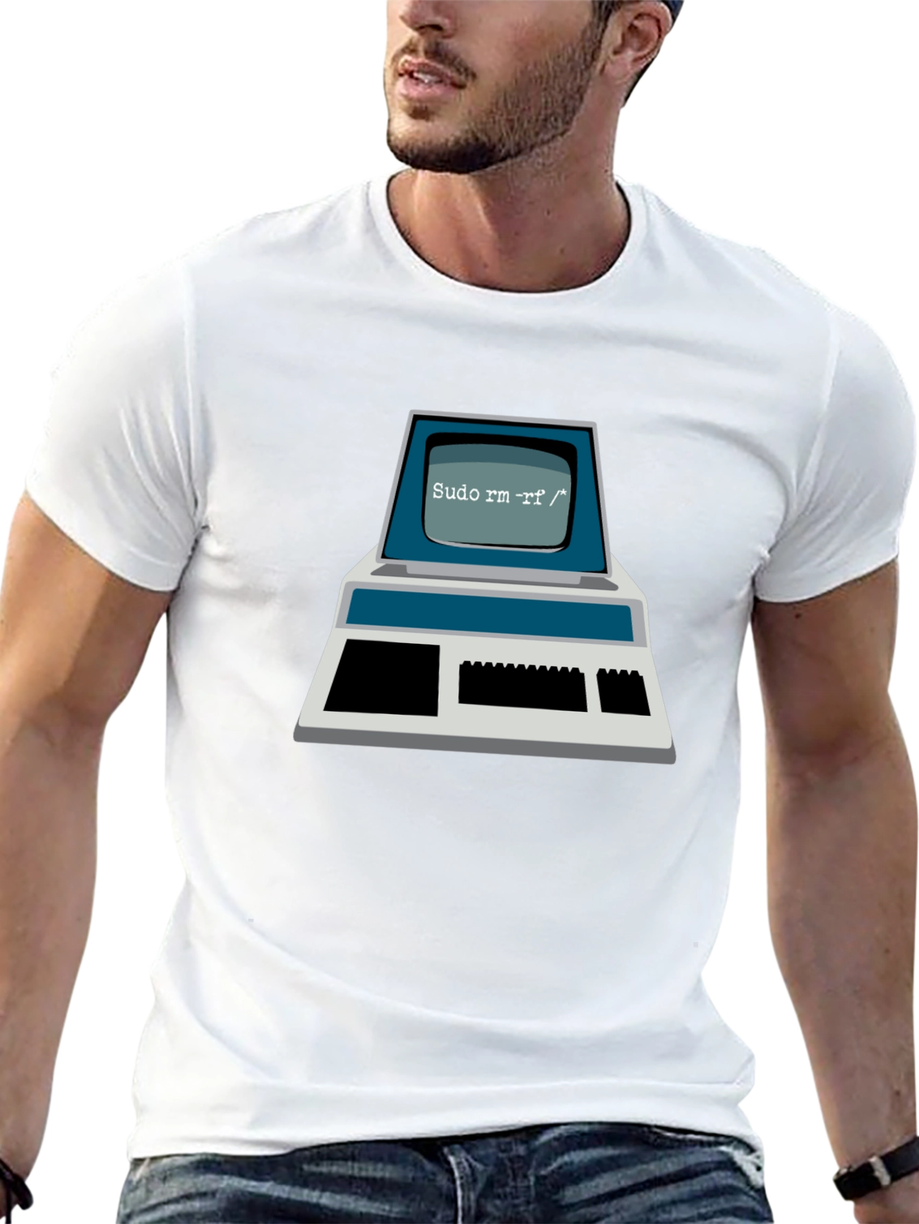 Retro Computer Command T-Shirt - Sudo rm -rf