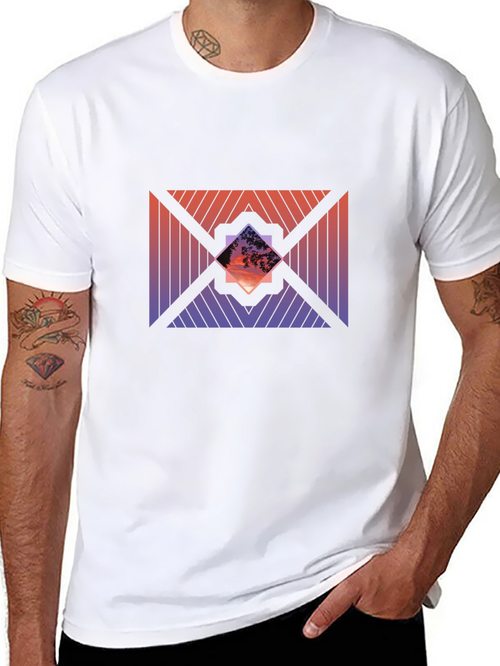 Sunset Geometric Graphic Tee