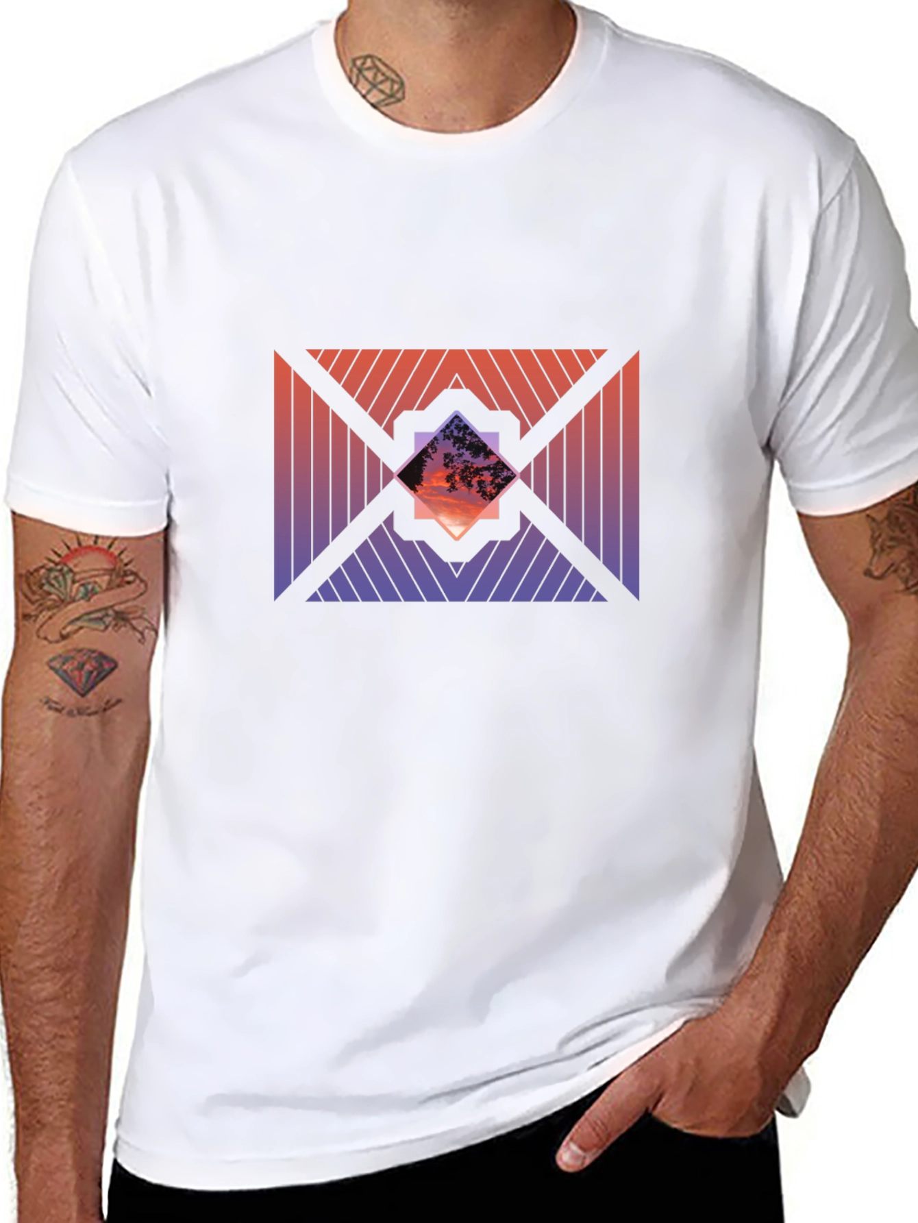 Sunset Geometric Graphic Tee