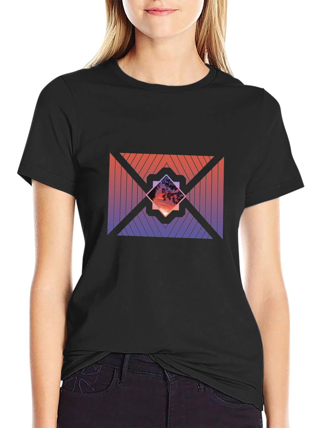 Sunset Geometric Graphic Tee