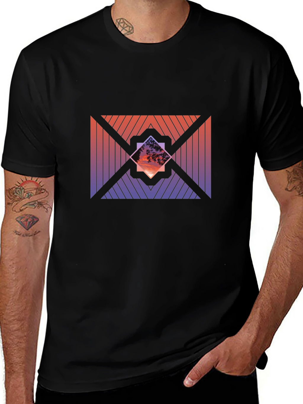 Sunset Geometric Graphic Tee