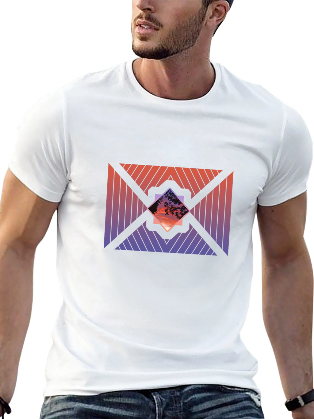 Sunset Geometric Graphic Tee