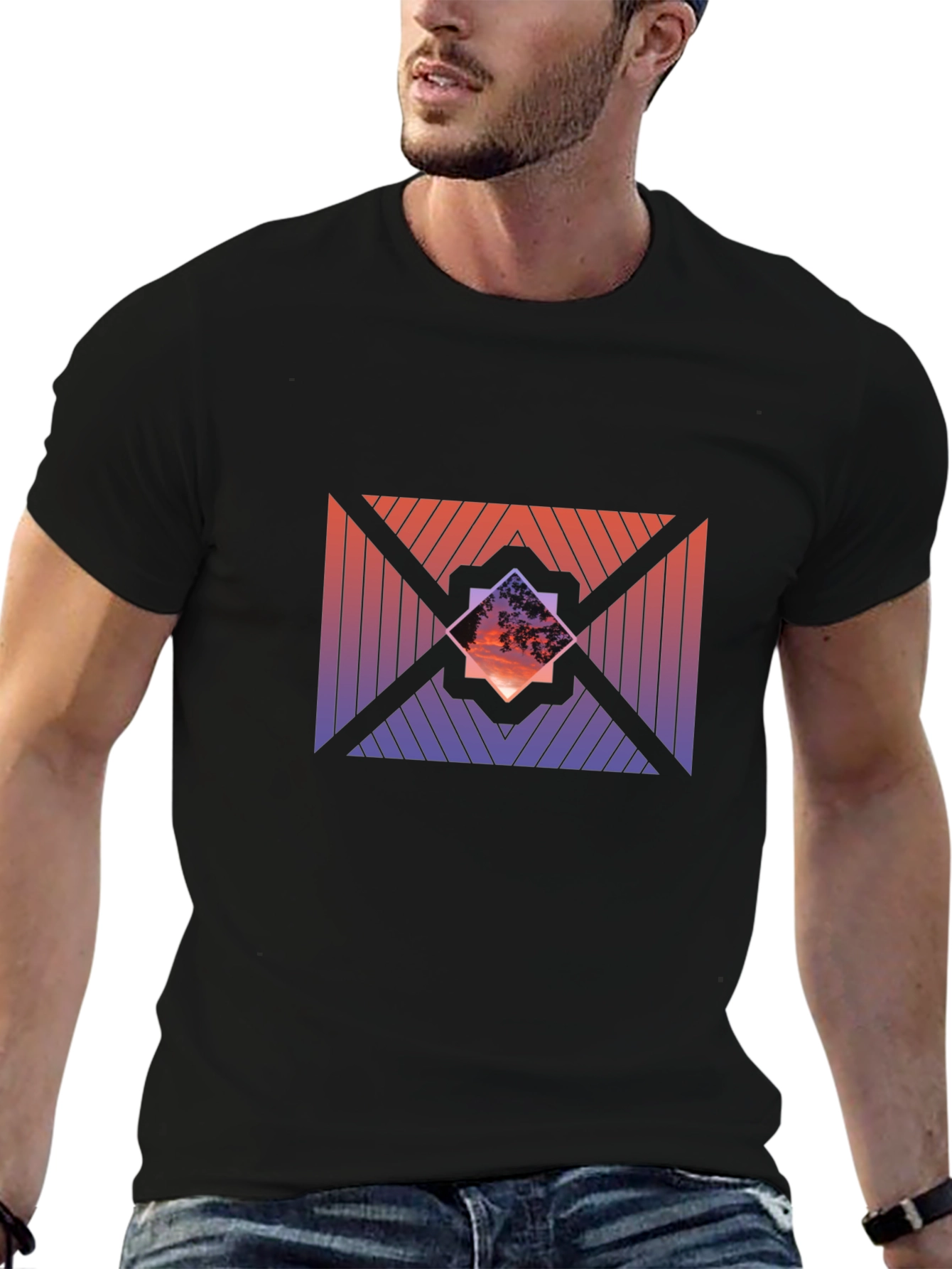 Sunset Geometric Graphic Tee