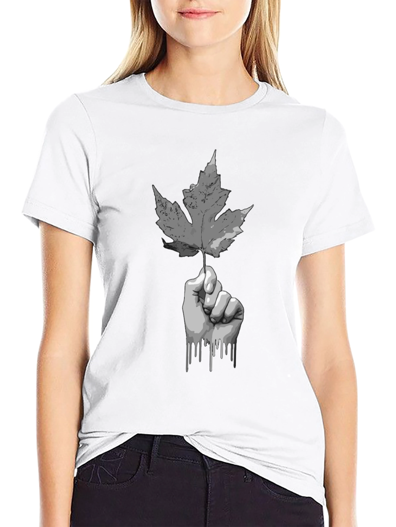 Maple Leaf Hand Graphic Tee - Stylish Casual Wear