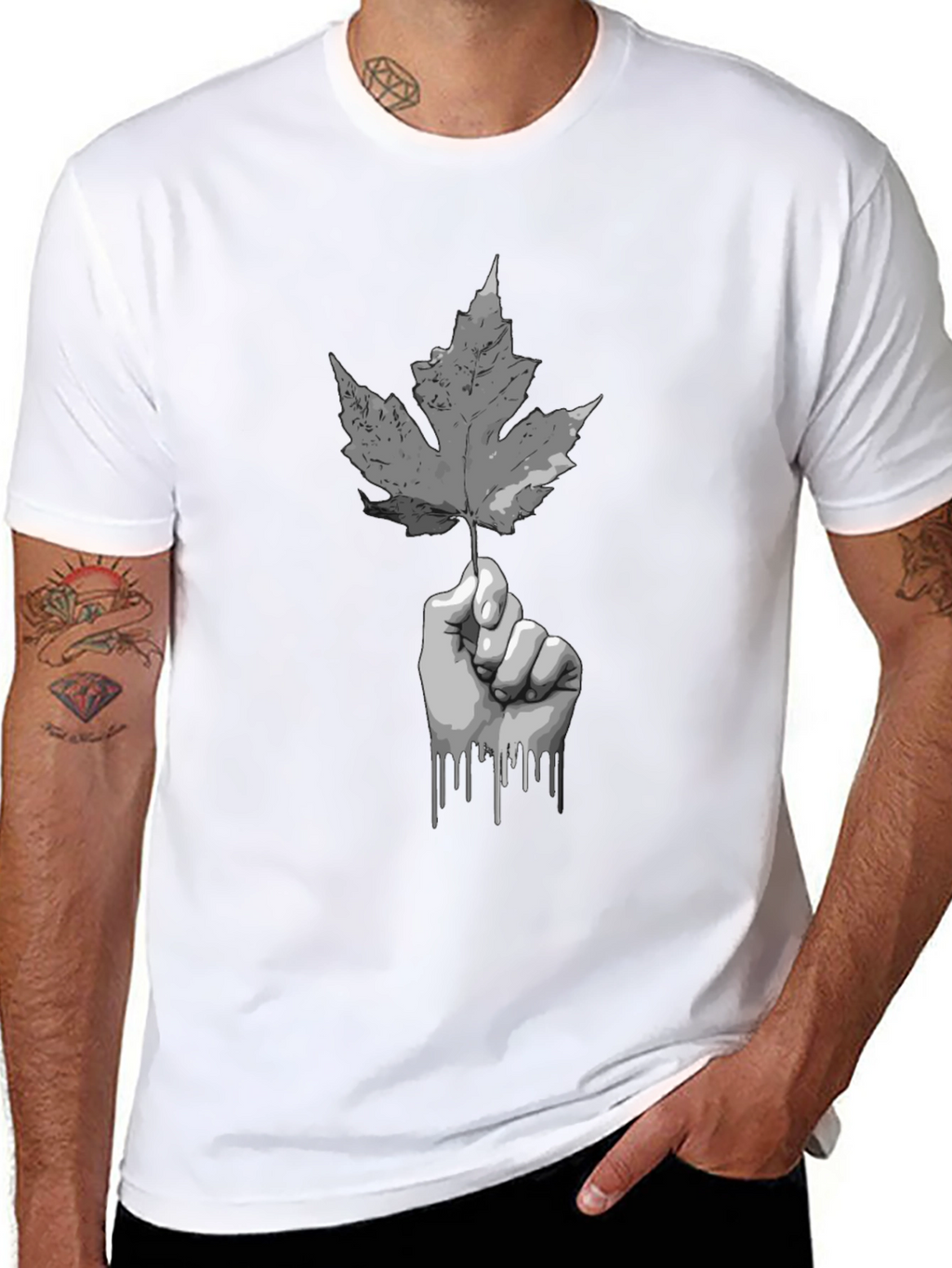 Maple Leaf Hand Graphic Tee - Stylish Casual Wear
