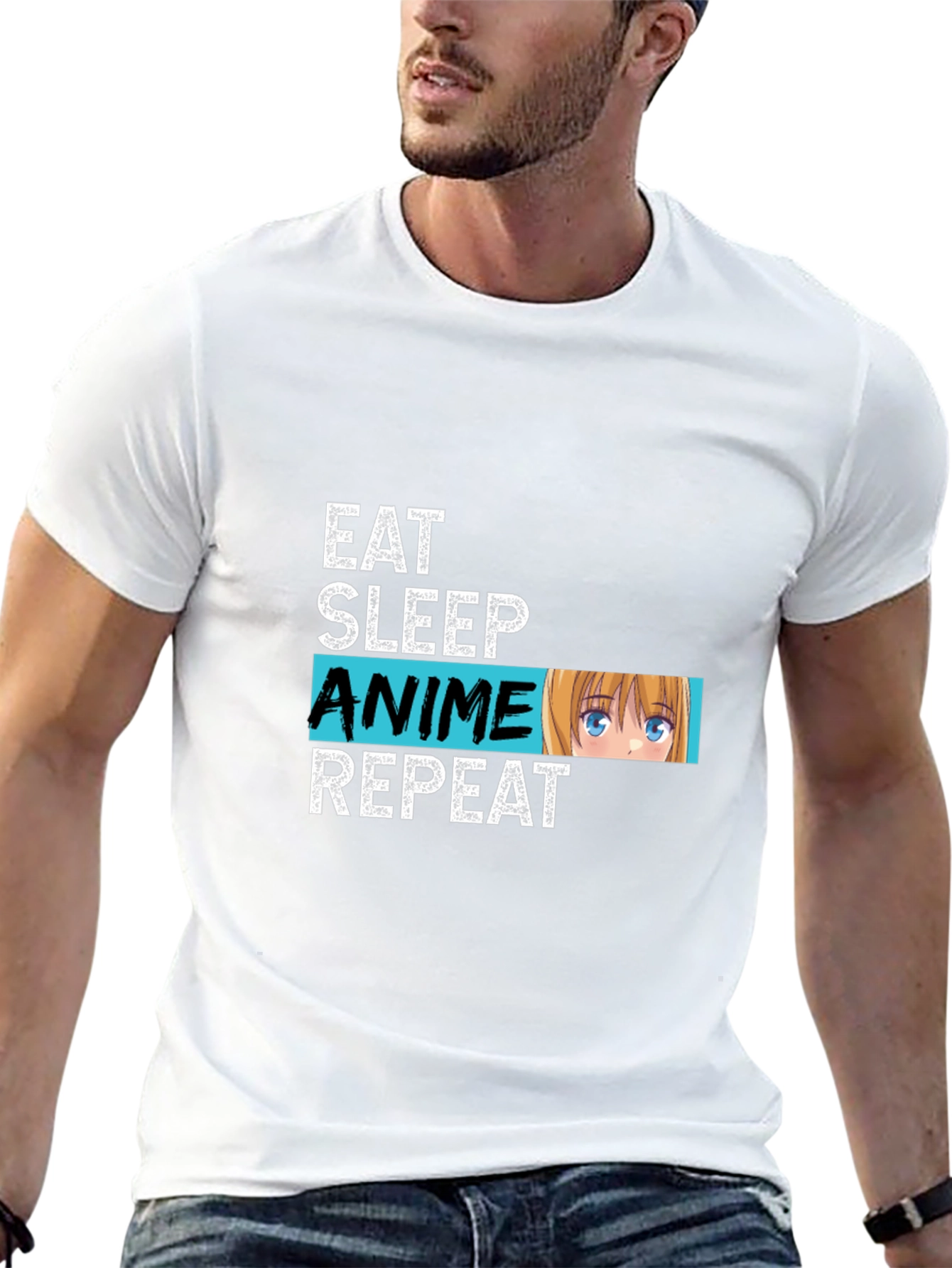 Eat Sleep Anime Repeat Graphic Tee