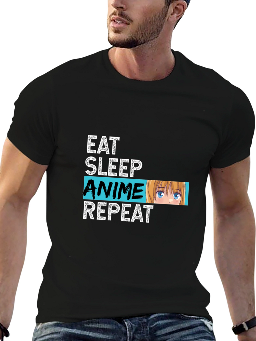 Eat Sleep Anime Repeat Graphic Tee