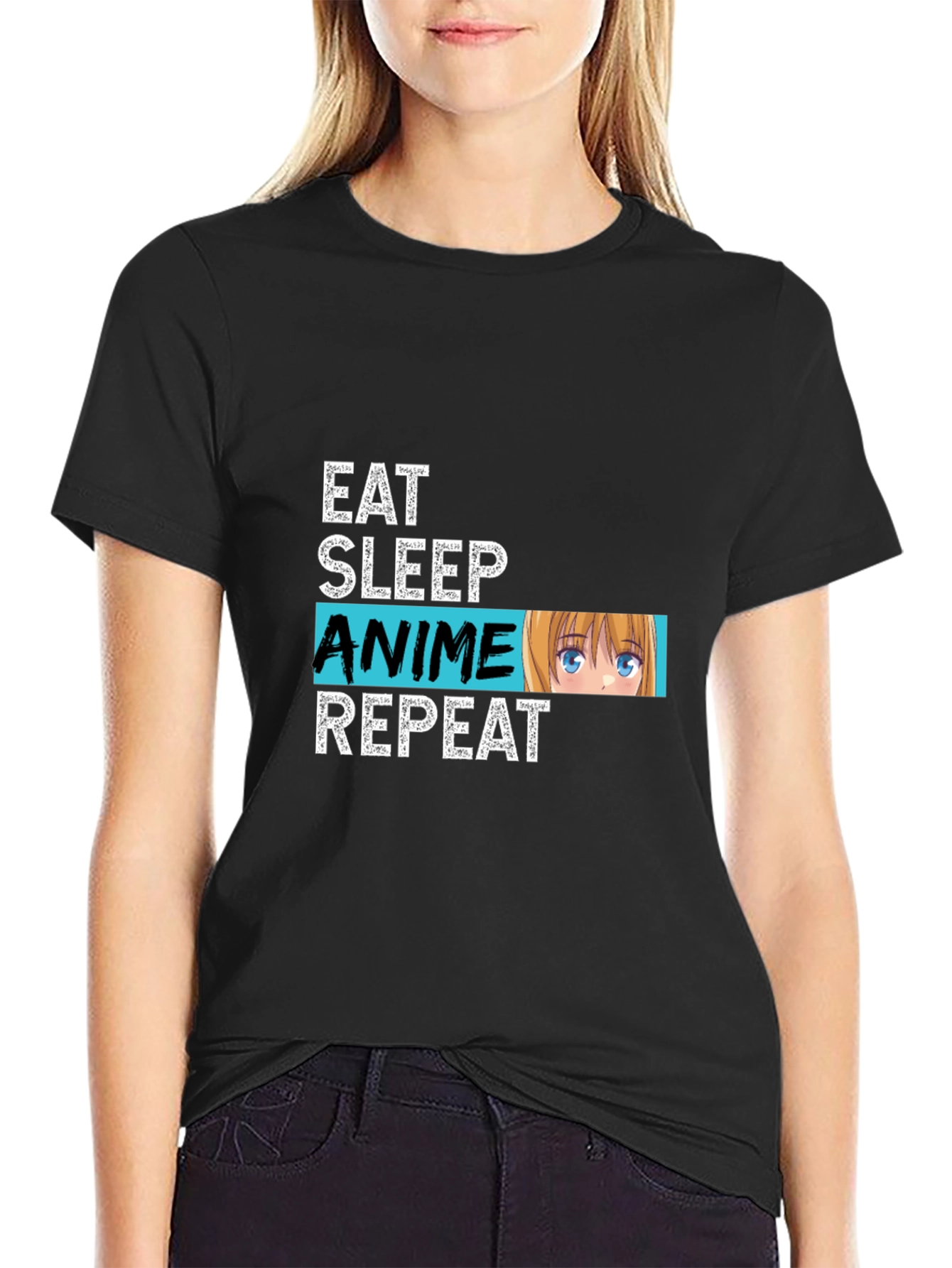 Eat Sleep Anime Repeat Graphic Tee