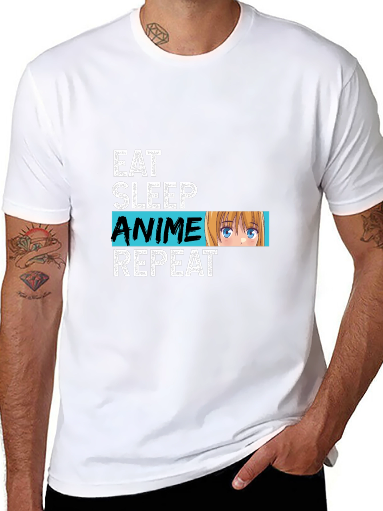 Eat Sleep Anime Repeat Graphic Tee
