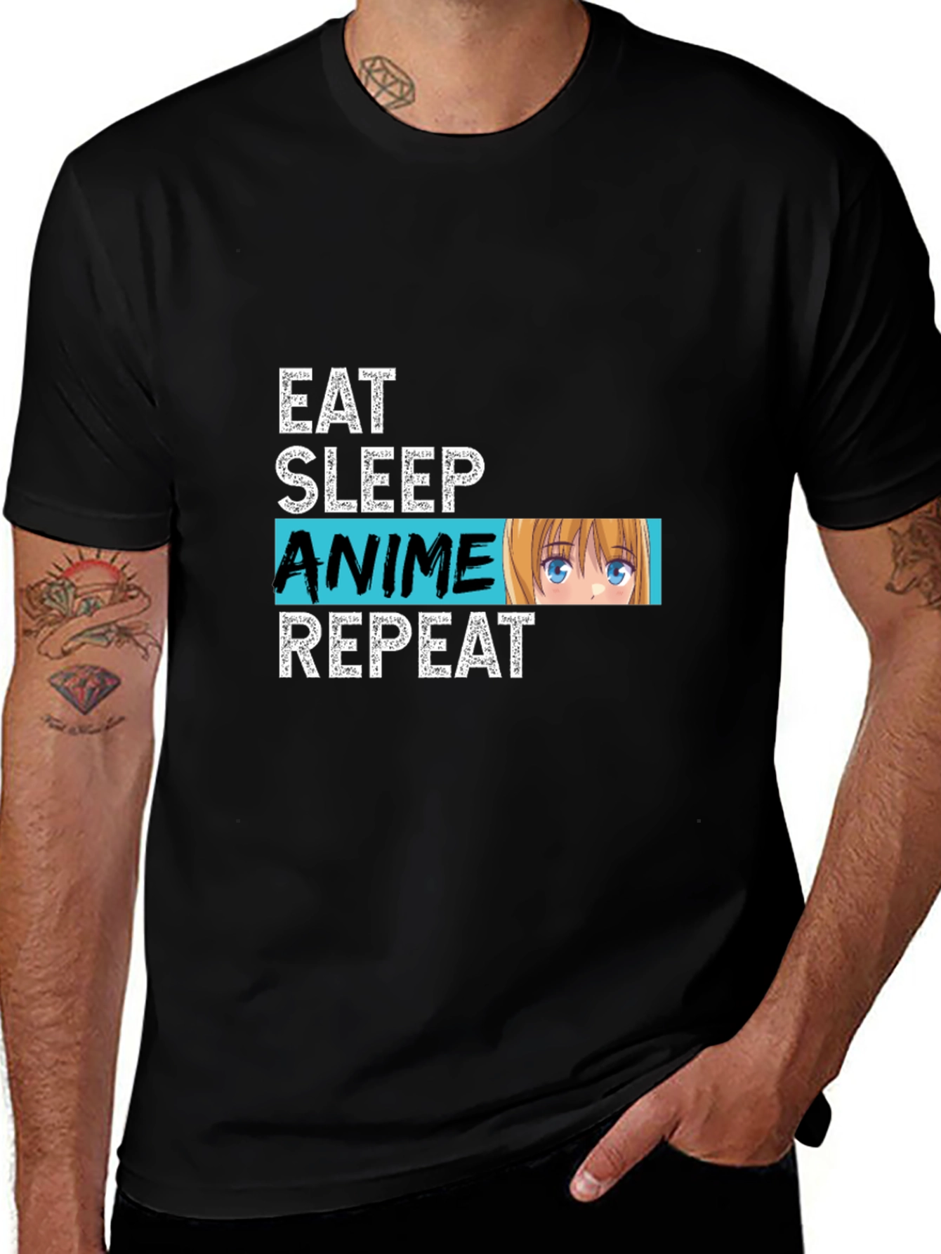Eat Sleep Anime Repeat Graphic Tee