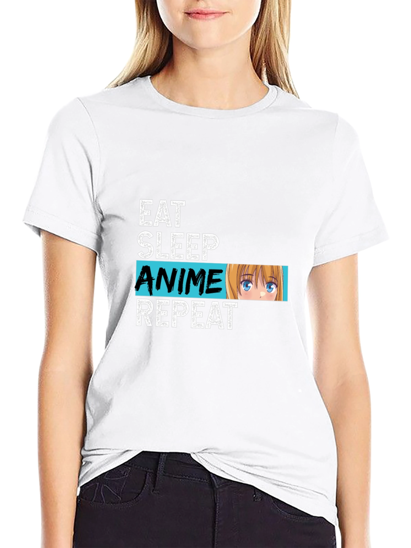 Eat Sleep Anime Repeat Graphic Tee