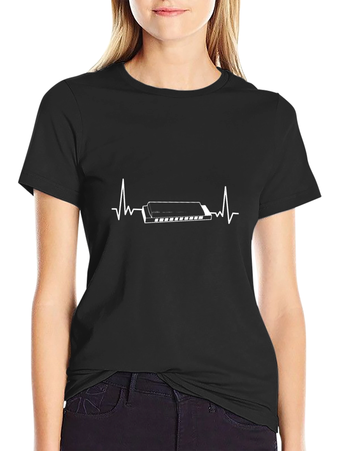 Harmonica Heartbeat T-Shirt - Music Lover Tee