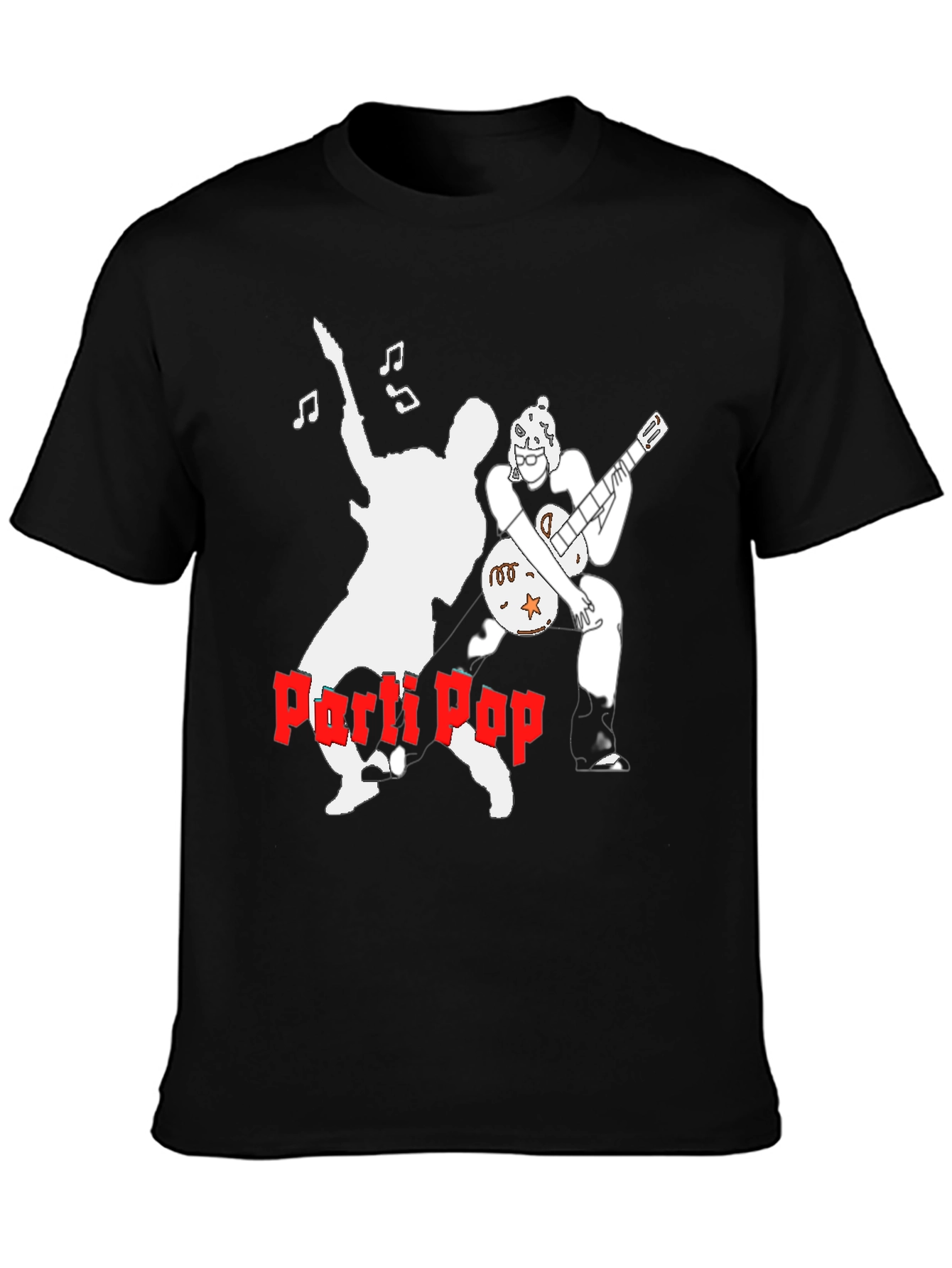 Parti Pop Graphic Tee - Black Cotton T-Shirt