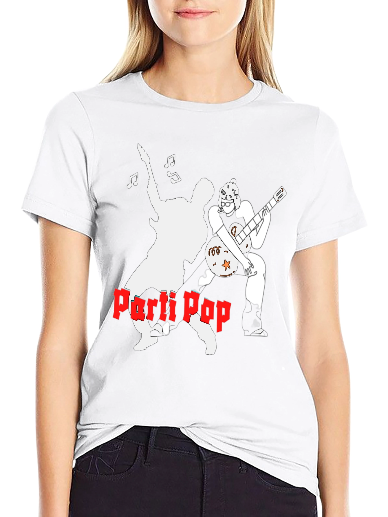 Parti Pop Graphic Tee - Black Cotton T-Shirt