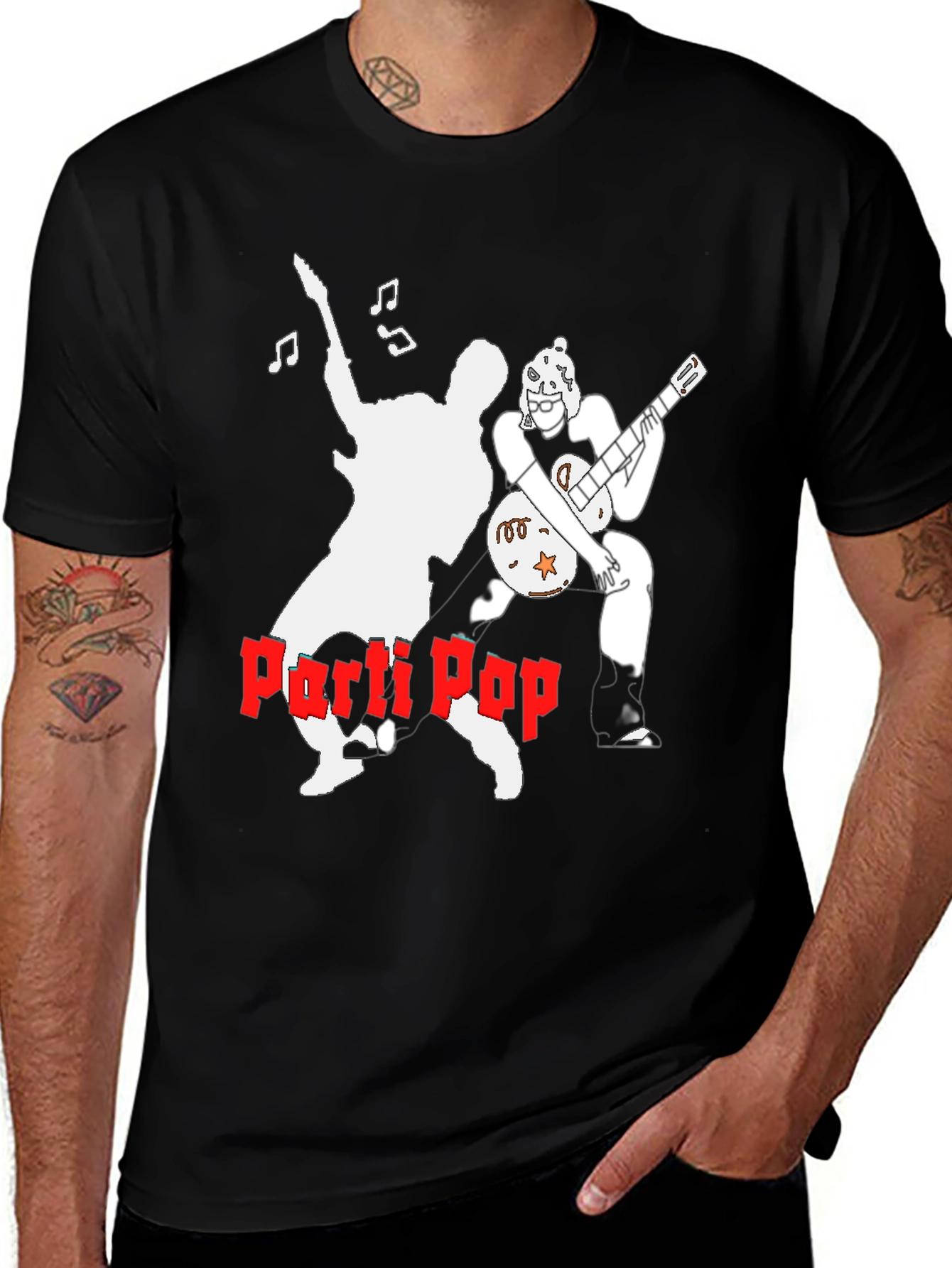 Parti Pop Graphic Tee - Black Cotton T-Shirt