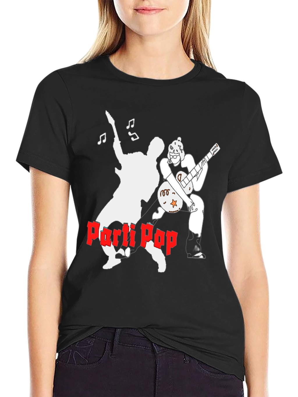 Parti Pop Graphic Tee - Black Cotton T-Shirt