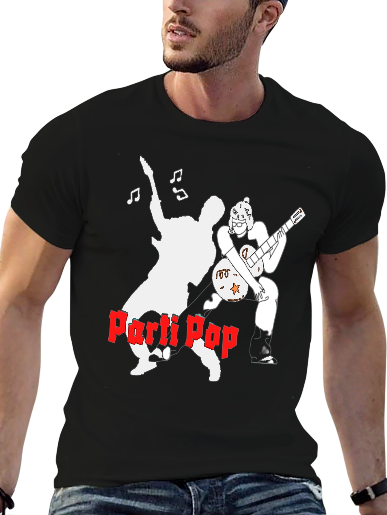 Parti Pop Graphic Tee - Black Cotton T-Shirt