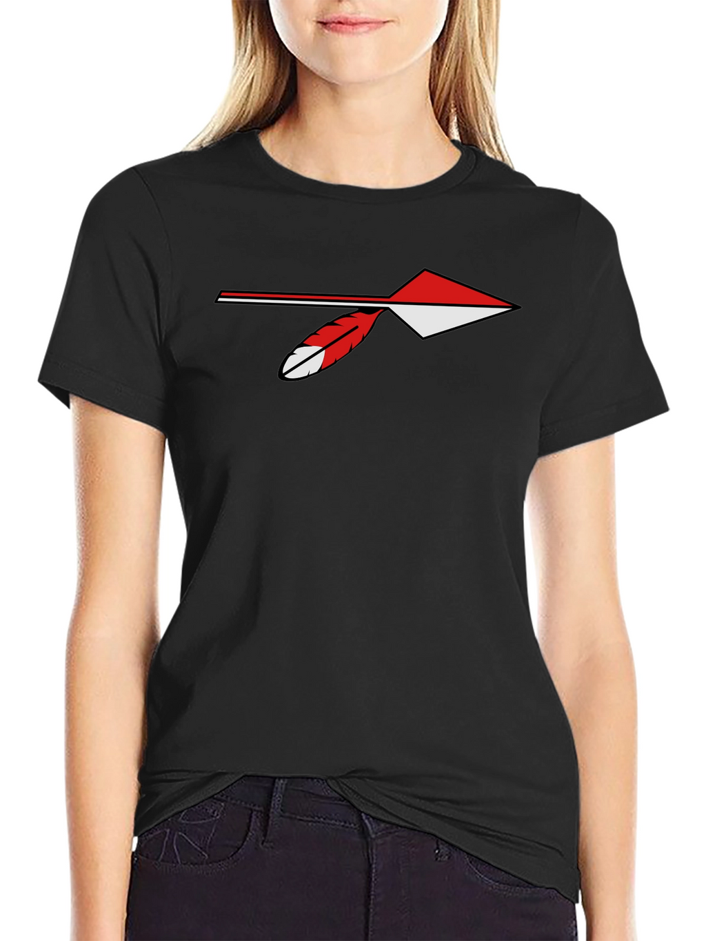 Arrowhead Feather Graphic Tee - Casual Black T-Shirt