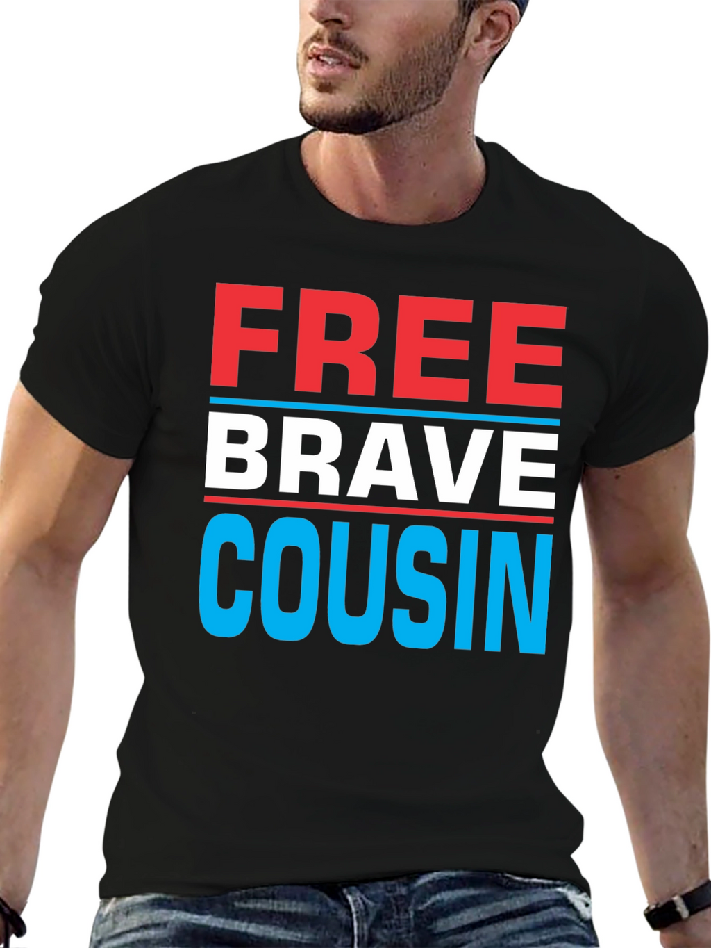 Free Brave Cousin T-Shirt - Patriotic Family Tee