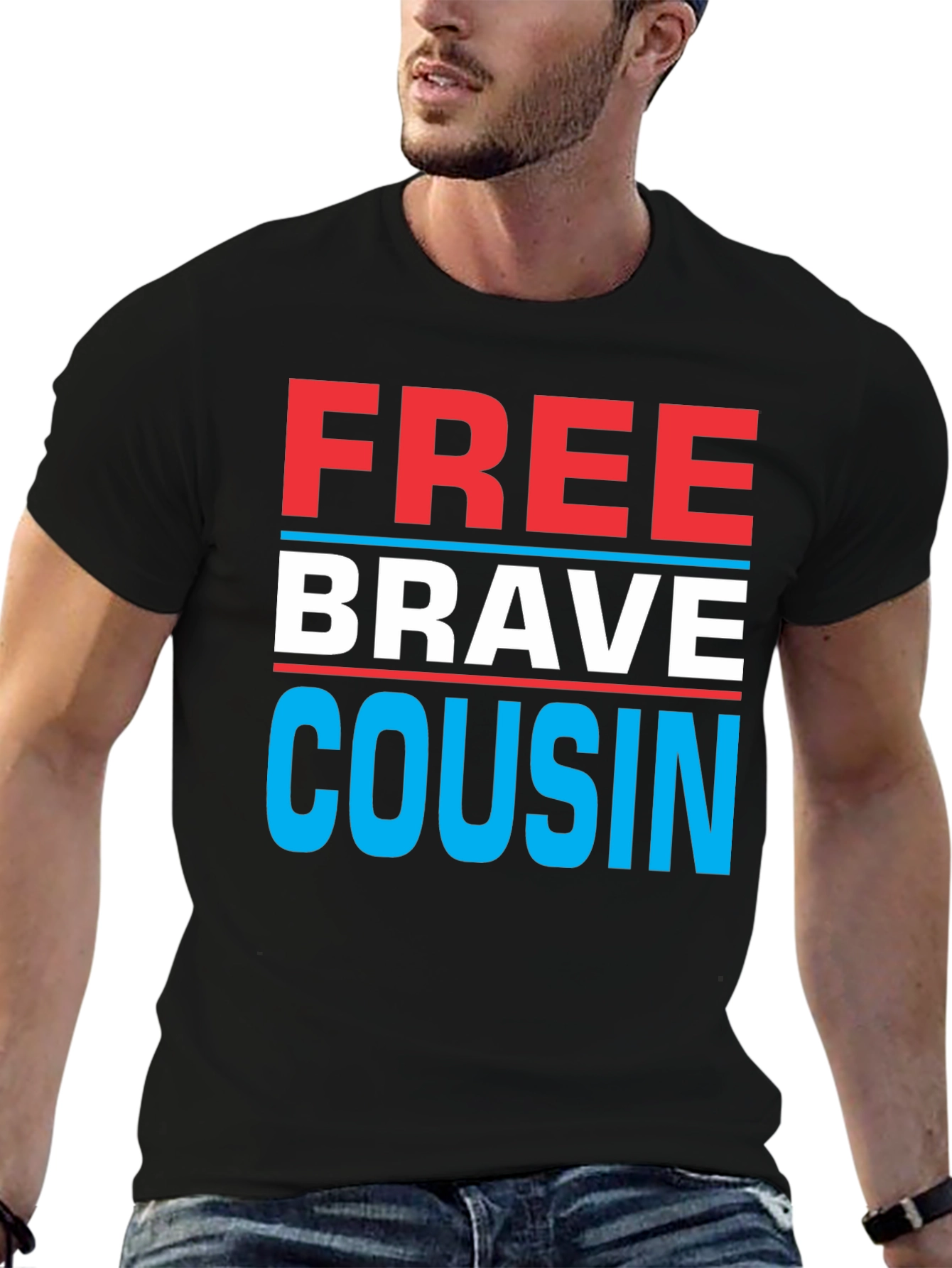 Free Brave Cousin T-Shirt - Patriotic Family Tee