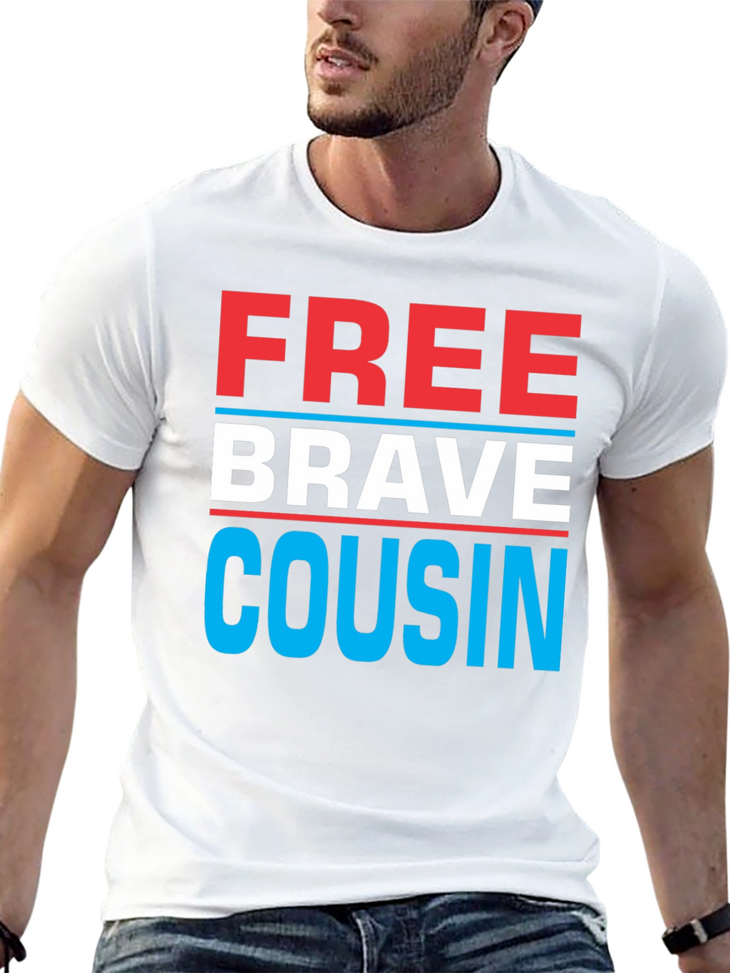 Free Brave Cousin T-Shirt - Patriotic Family Tee