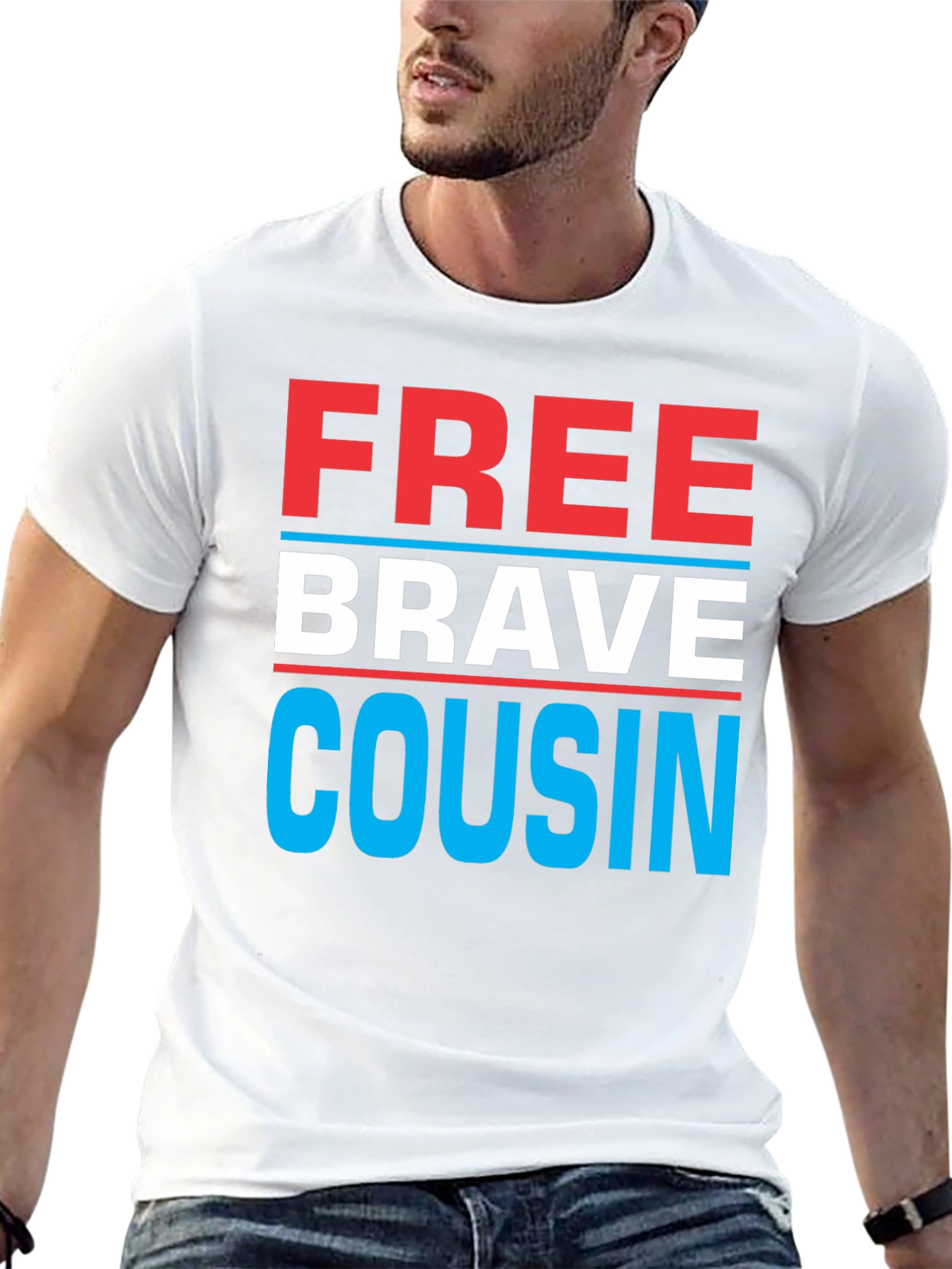 Free Brave Cousin T-Shirt - Patriotic Family Tee