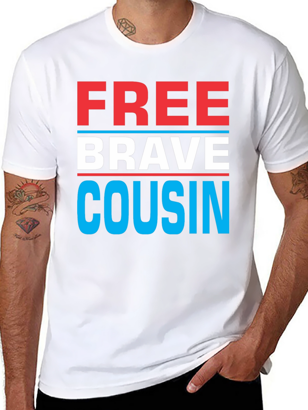 Free Brave Cousin T-Shirt - Patriotic Family Tee