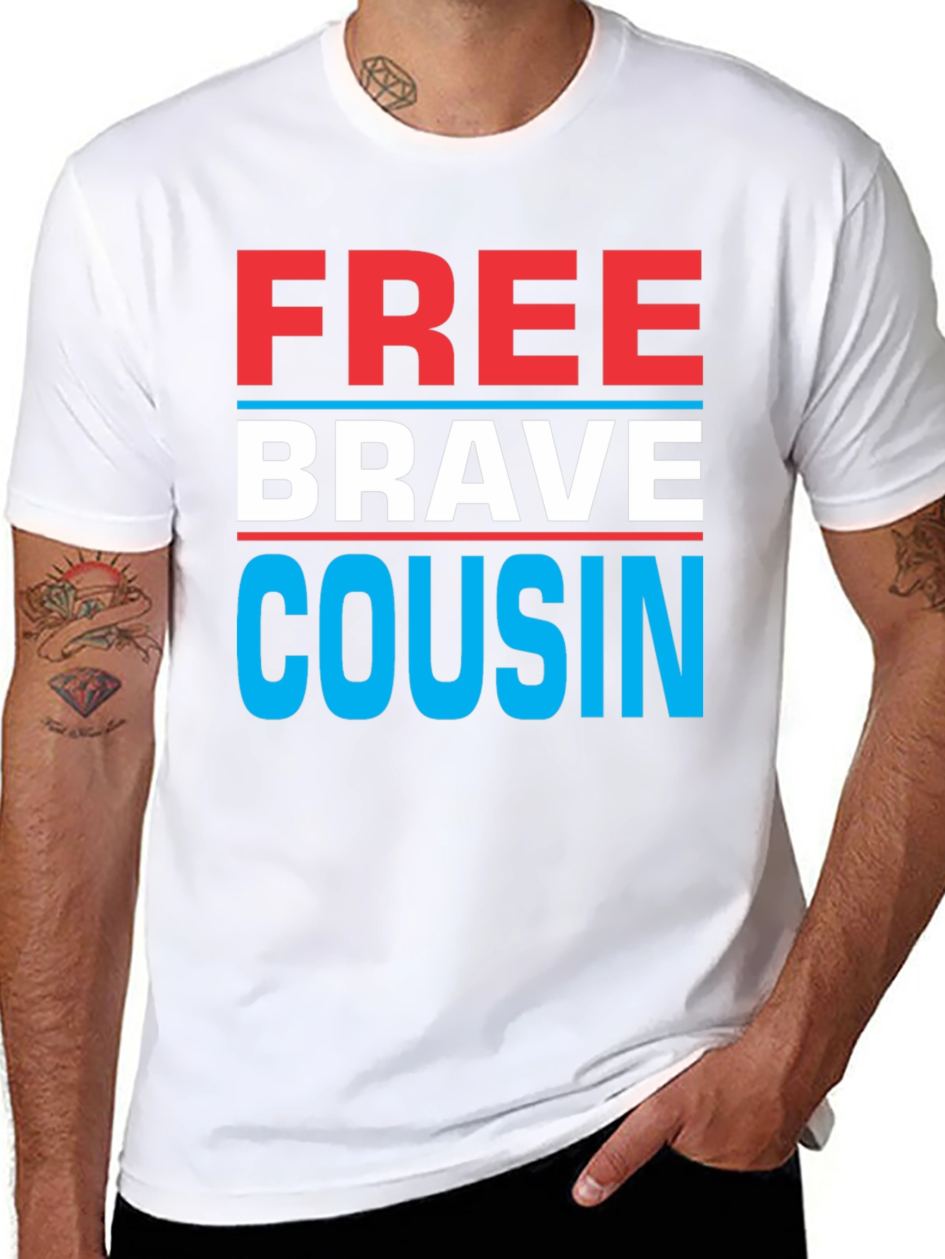 Free Brave Cousin T-Shirt - Patriotic Family Tee