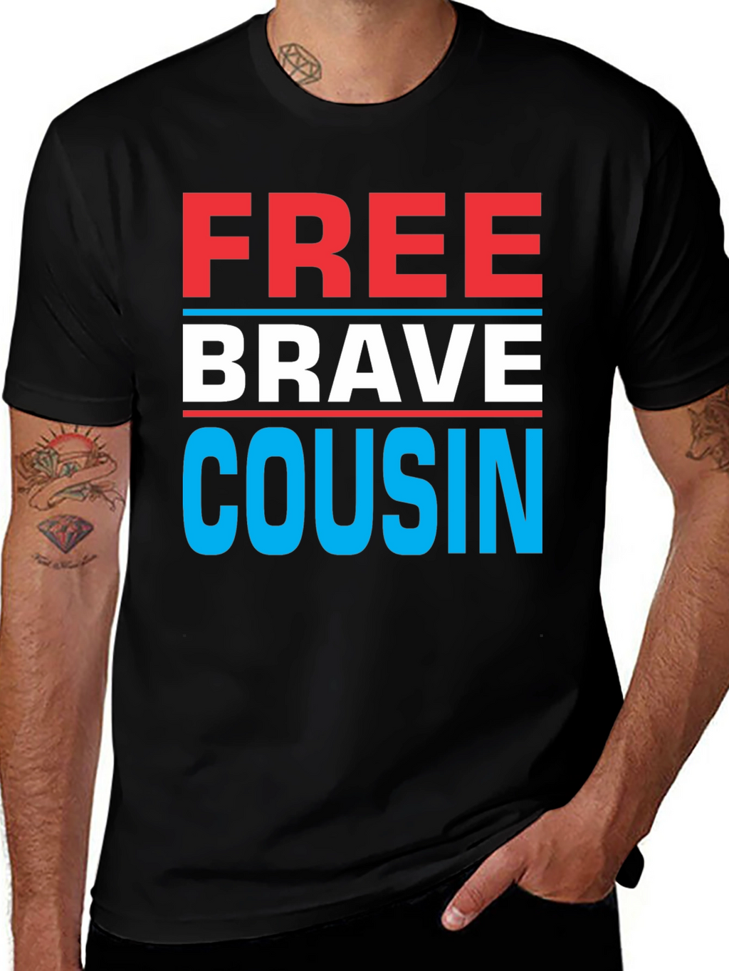 Free Brave Cousin T-Shirt - Patriotic Family Tee