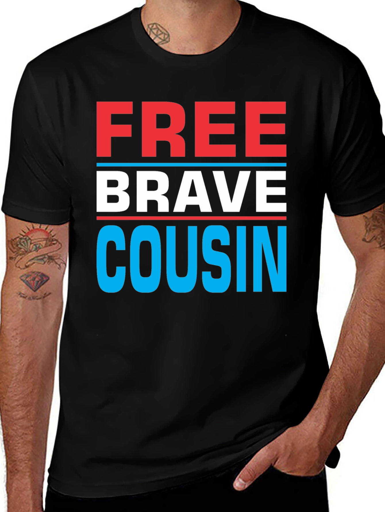 Free Brave Cousin T-Shirt - Patriotic Family Tee