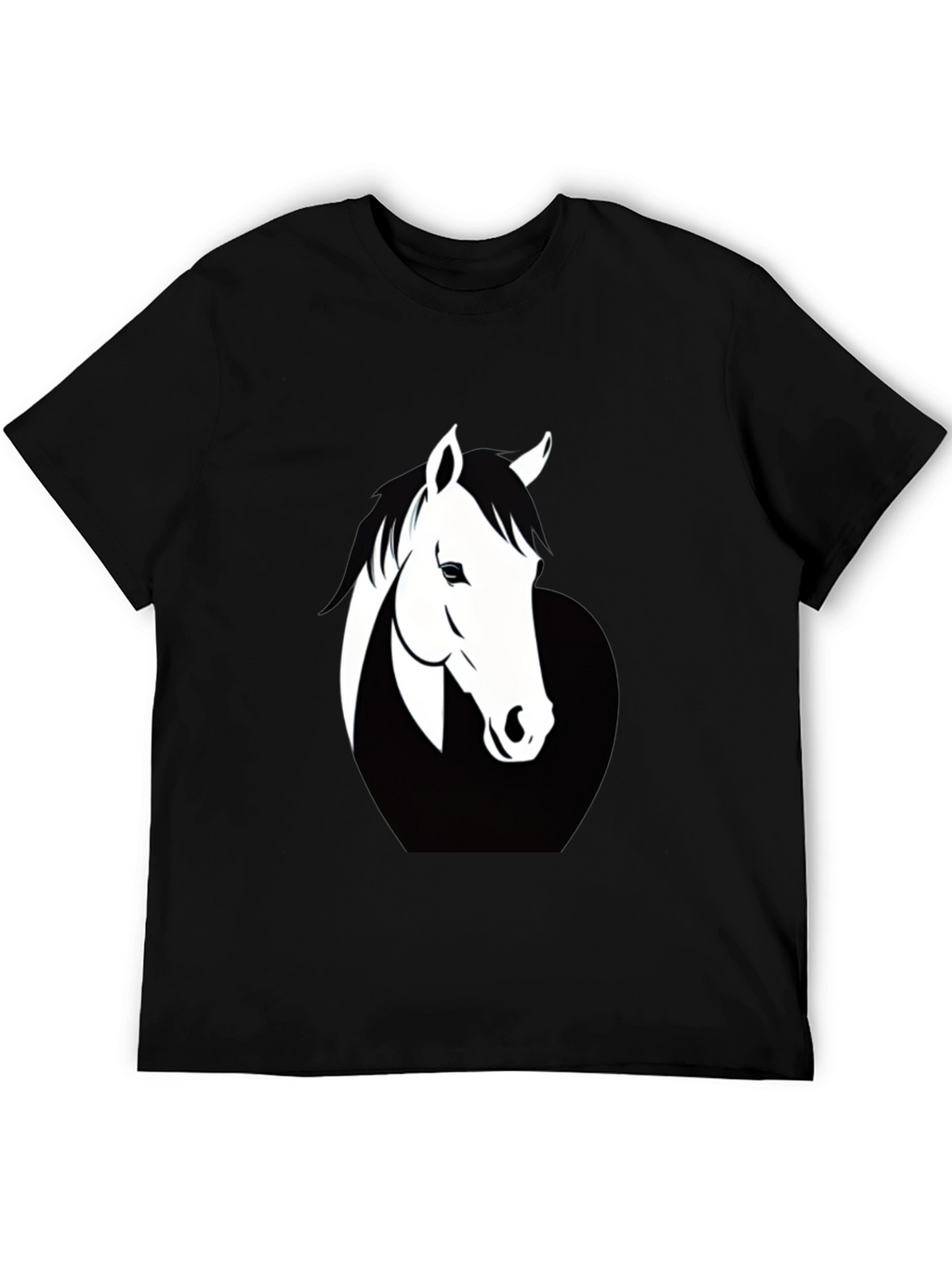 Mens Black T-Shirt with Horse Graphic