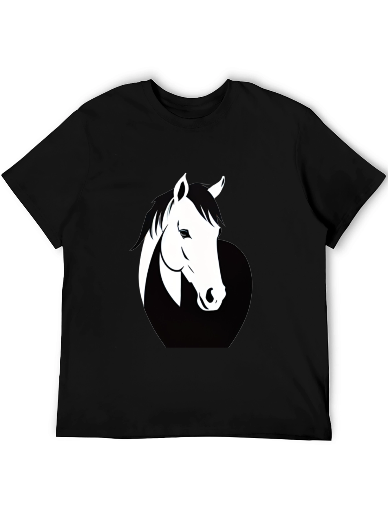 Mens Black T-Shirt with Horse Graphic