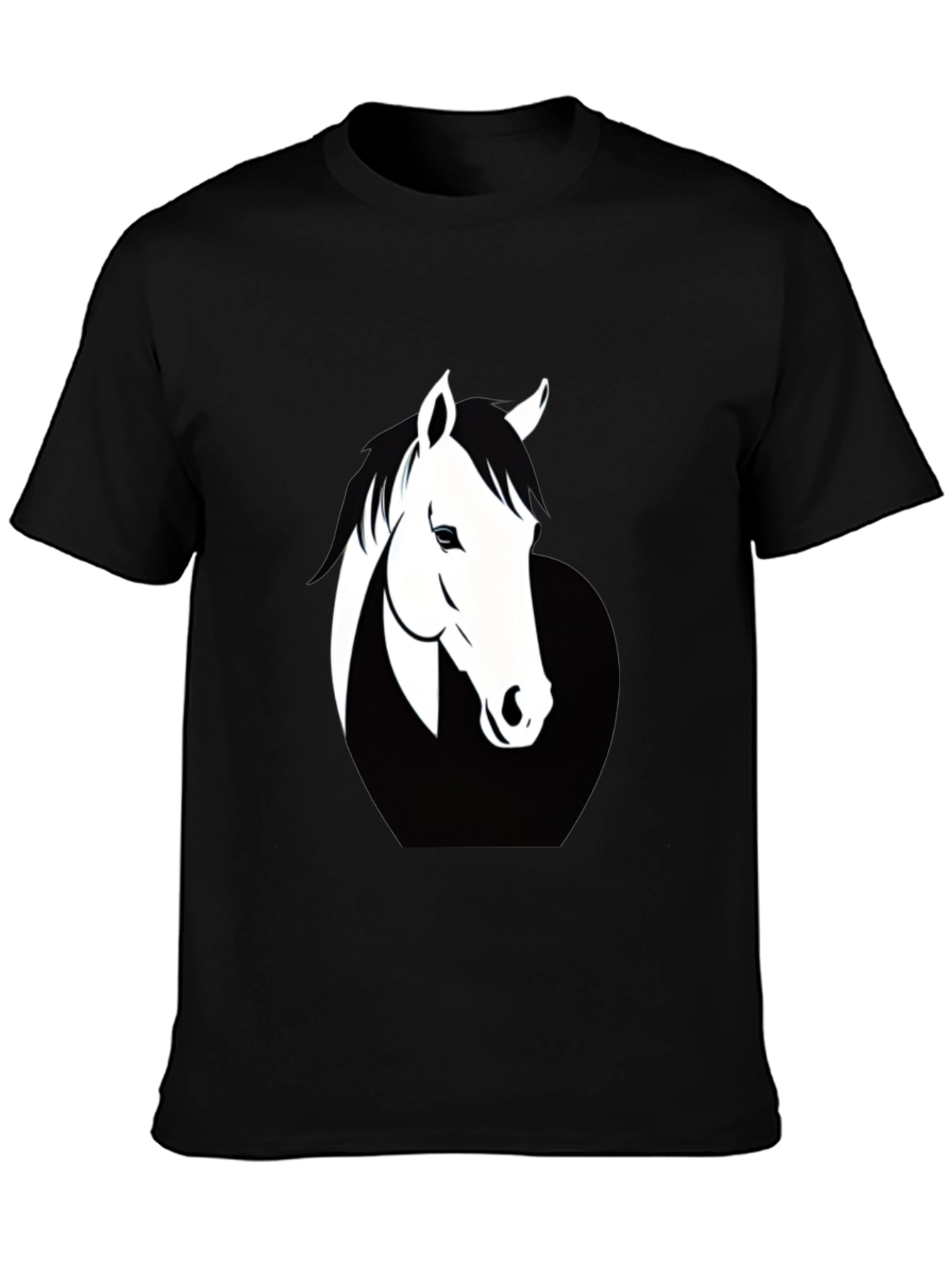 Mens Black T-Shirt with Horse Graphic