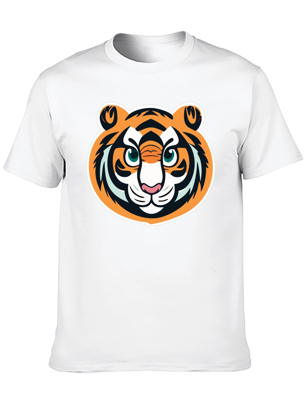 Tiger Face Graphic Tee - Black Cotton T-Shirt