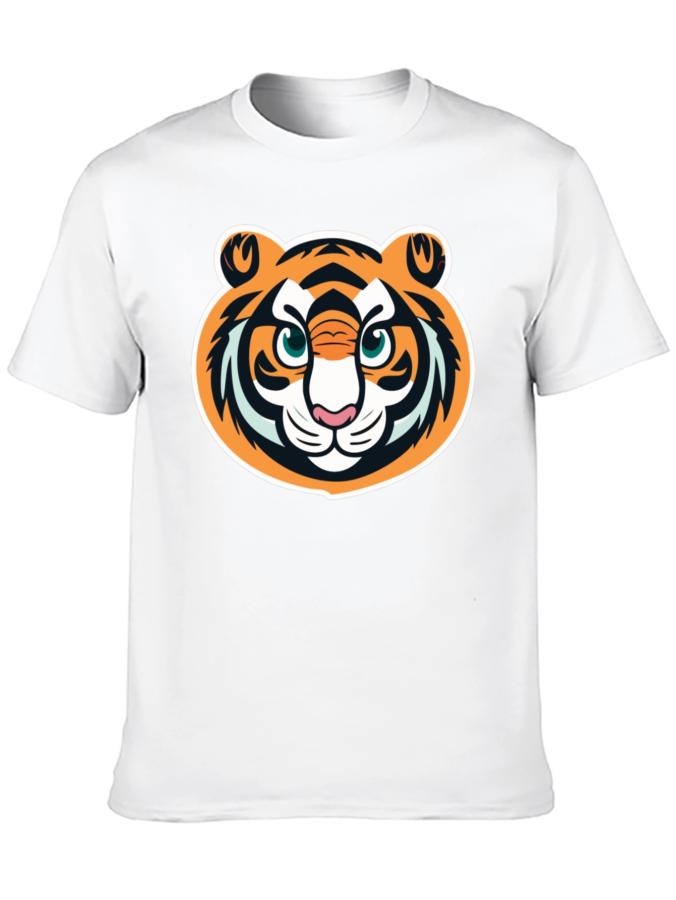 Tiger Face Graphic Tee - Black Cotton T-Shirt