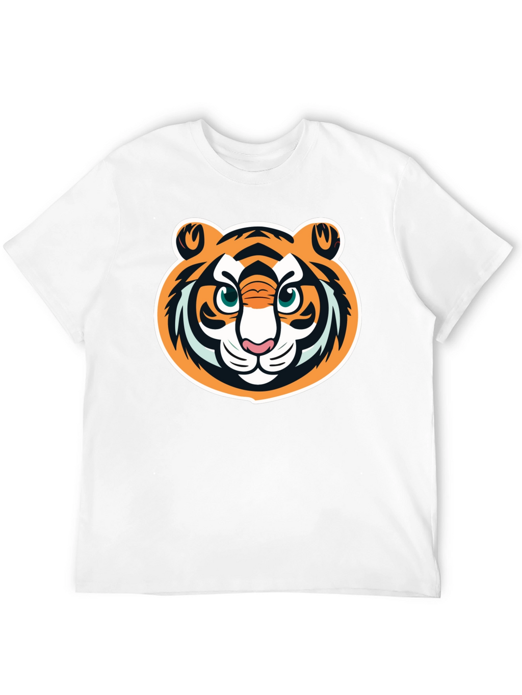 Tiger Face Graphic Tee - Black Cotton T-Shirt