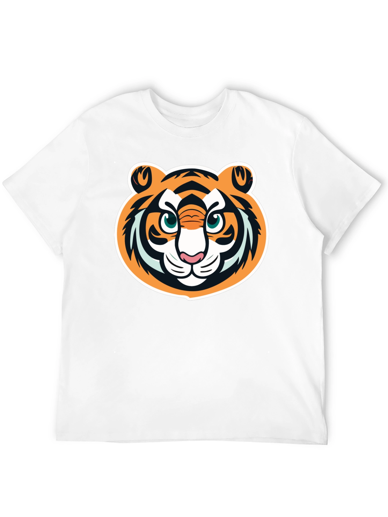 Tiger Face Graphic Tee - Black Cotton T-Shirt