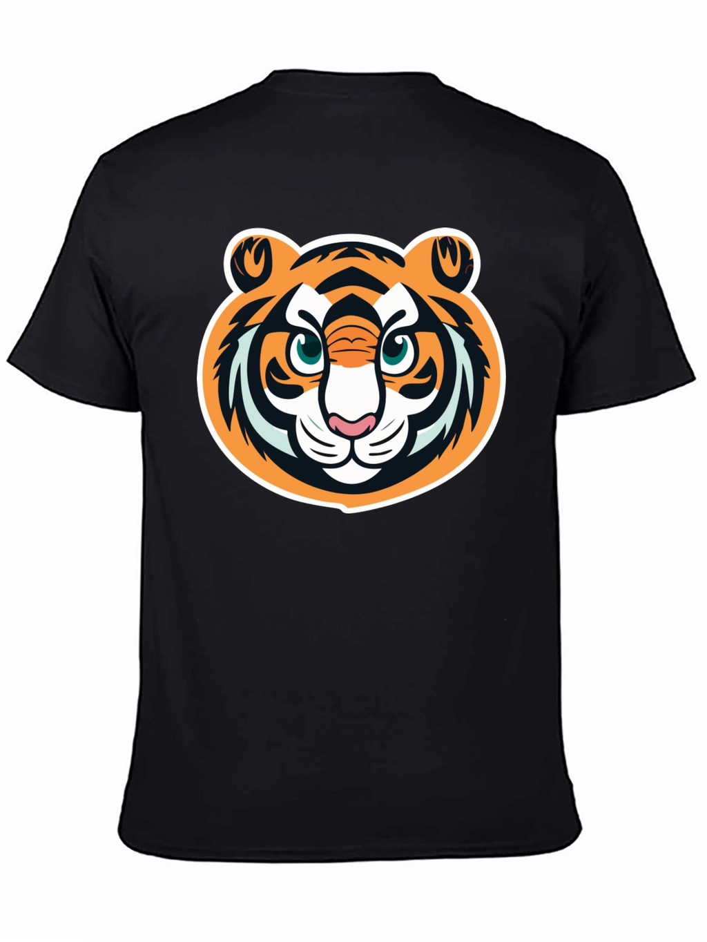 Tiger Face Graphic Tee - Black Cotton T-Shirt