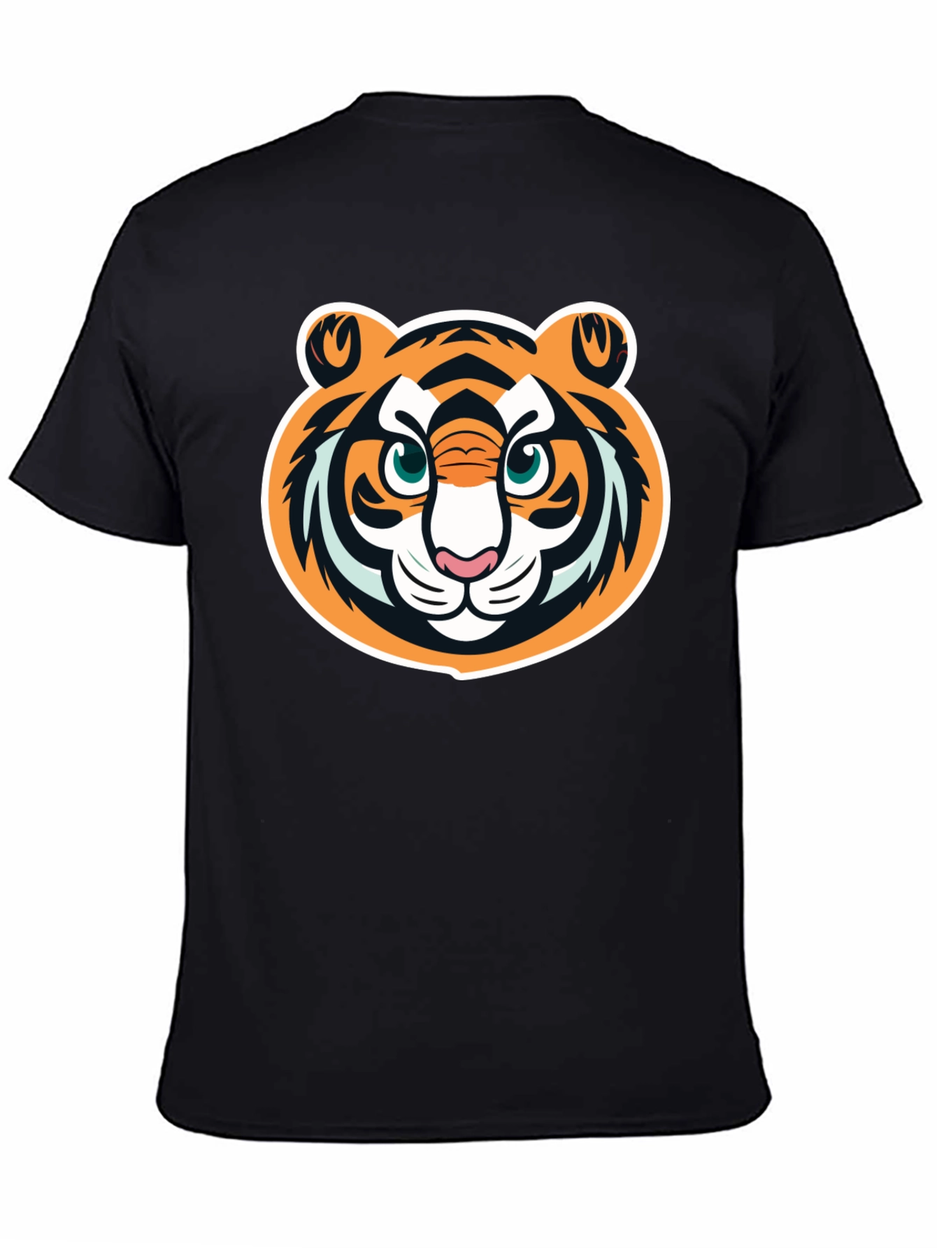 Tiger Face Graphic Tee - Black Cotton T-Shirt