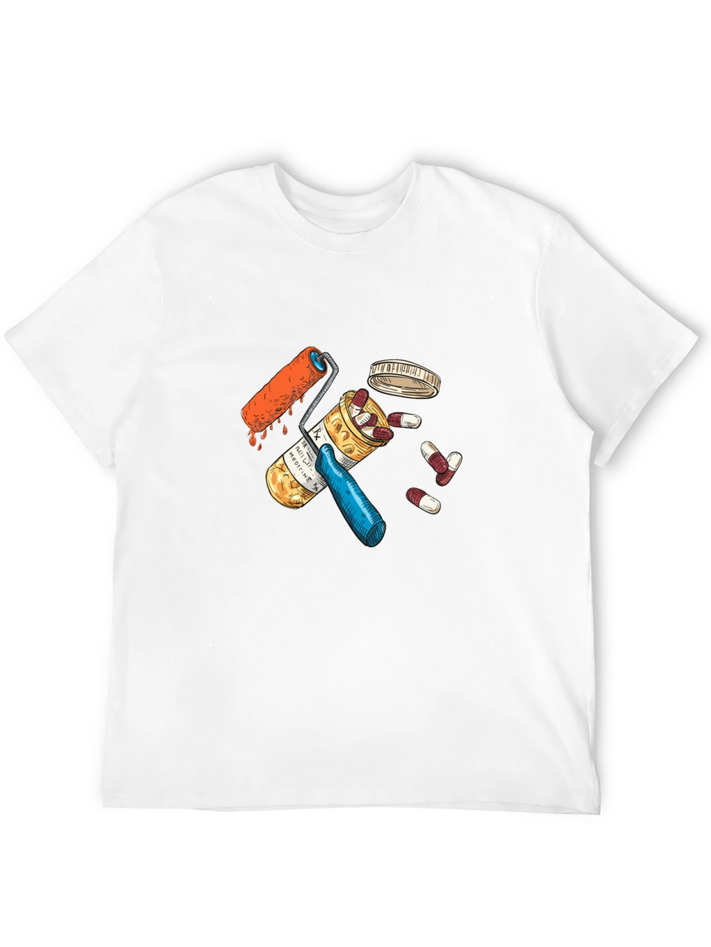 Pills and Roller Graphic Black T-Shirt