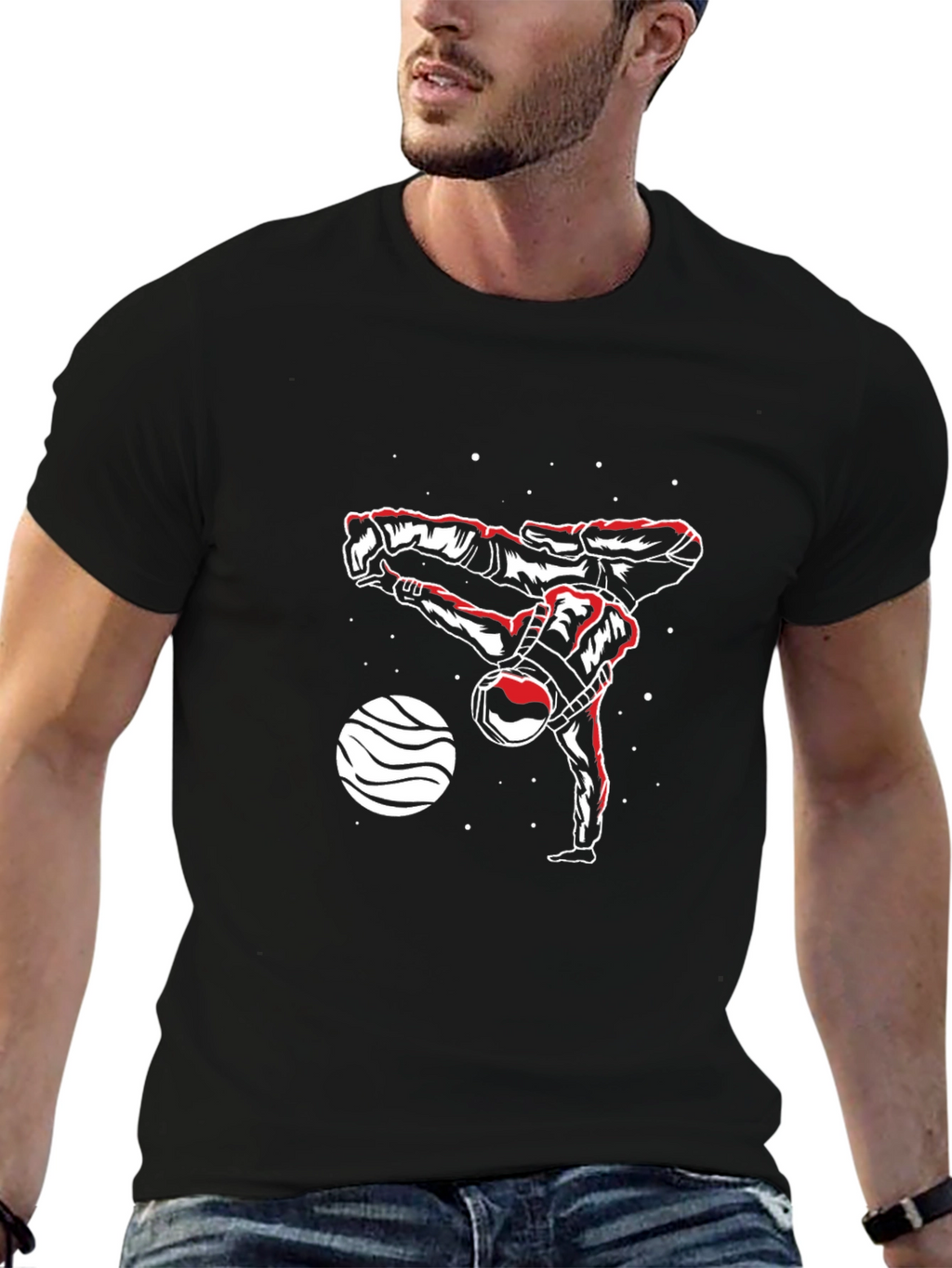 Astronaut Breakdance Black T-Shirt