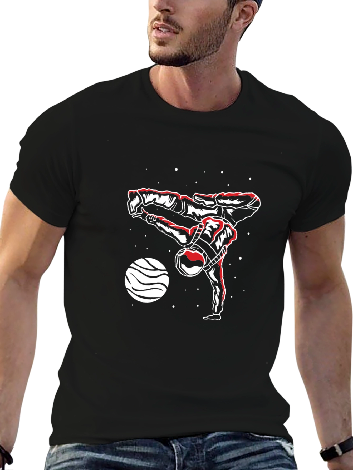 Astronaut Breakdance Black T-Shirt