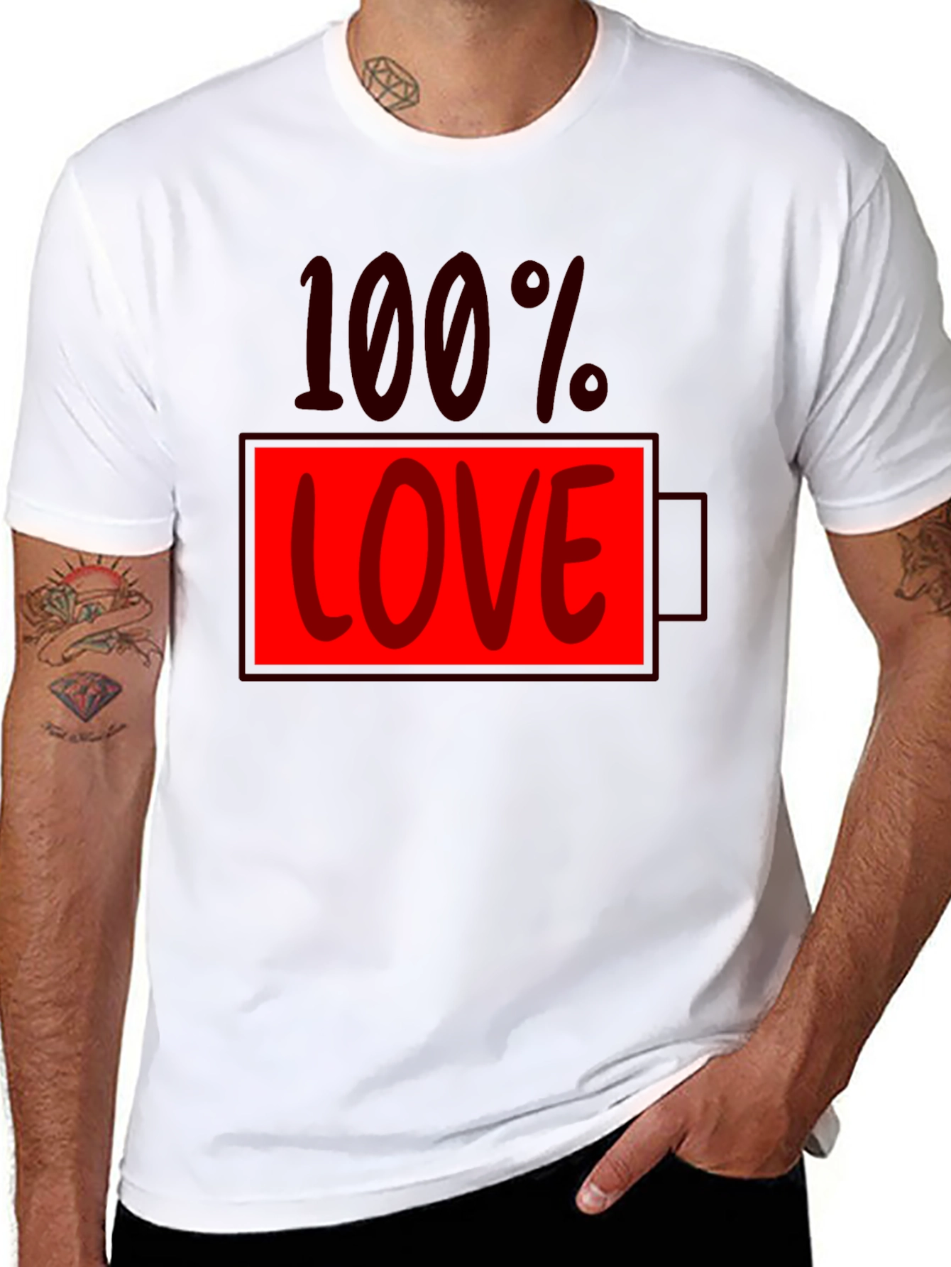 100% Love Battery Graphic Tee - Black