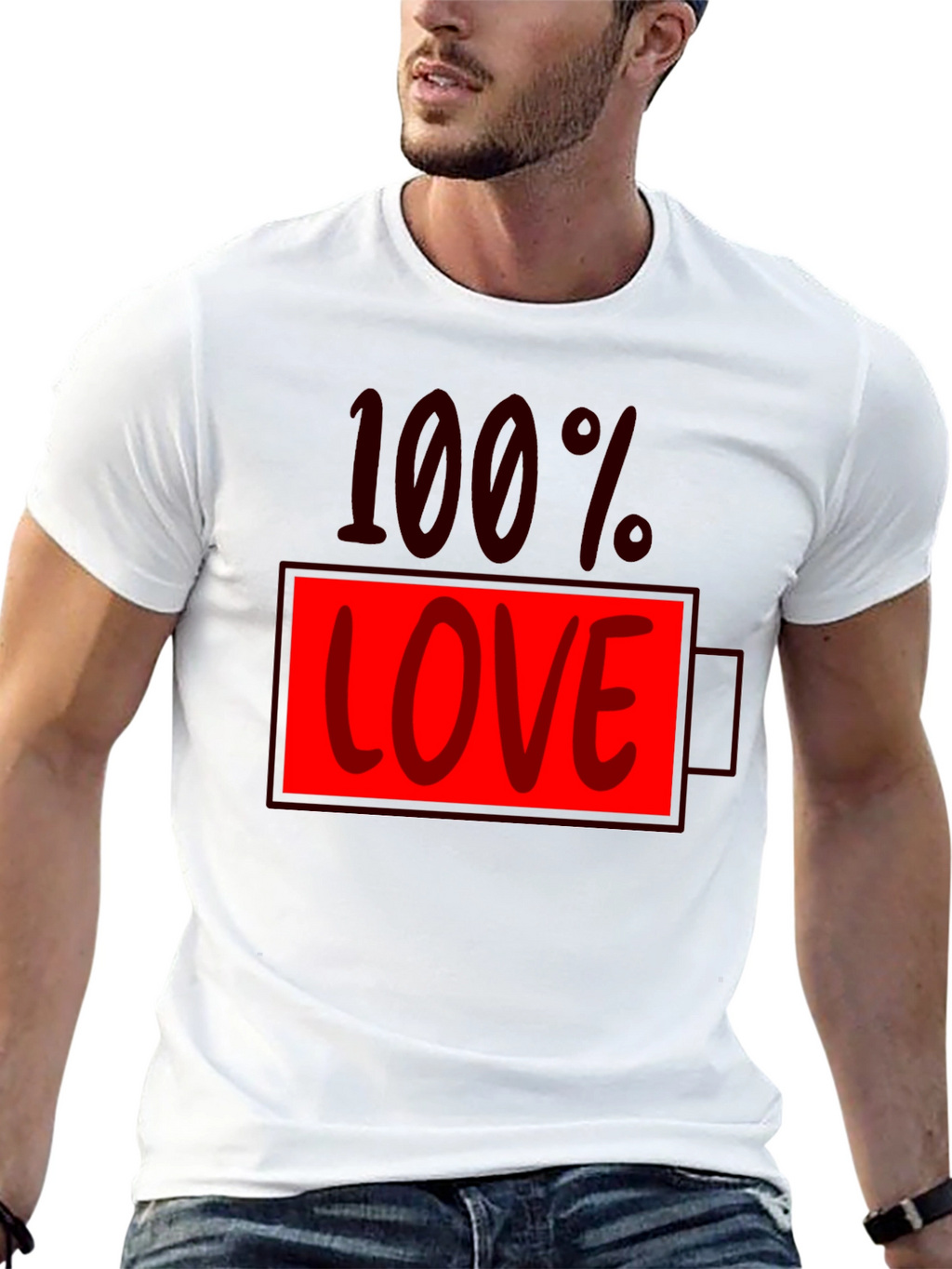 100% Love Battery Graphic Tee - Black