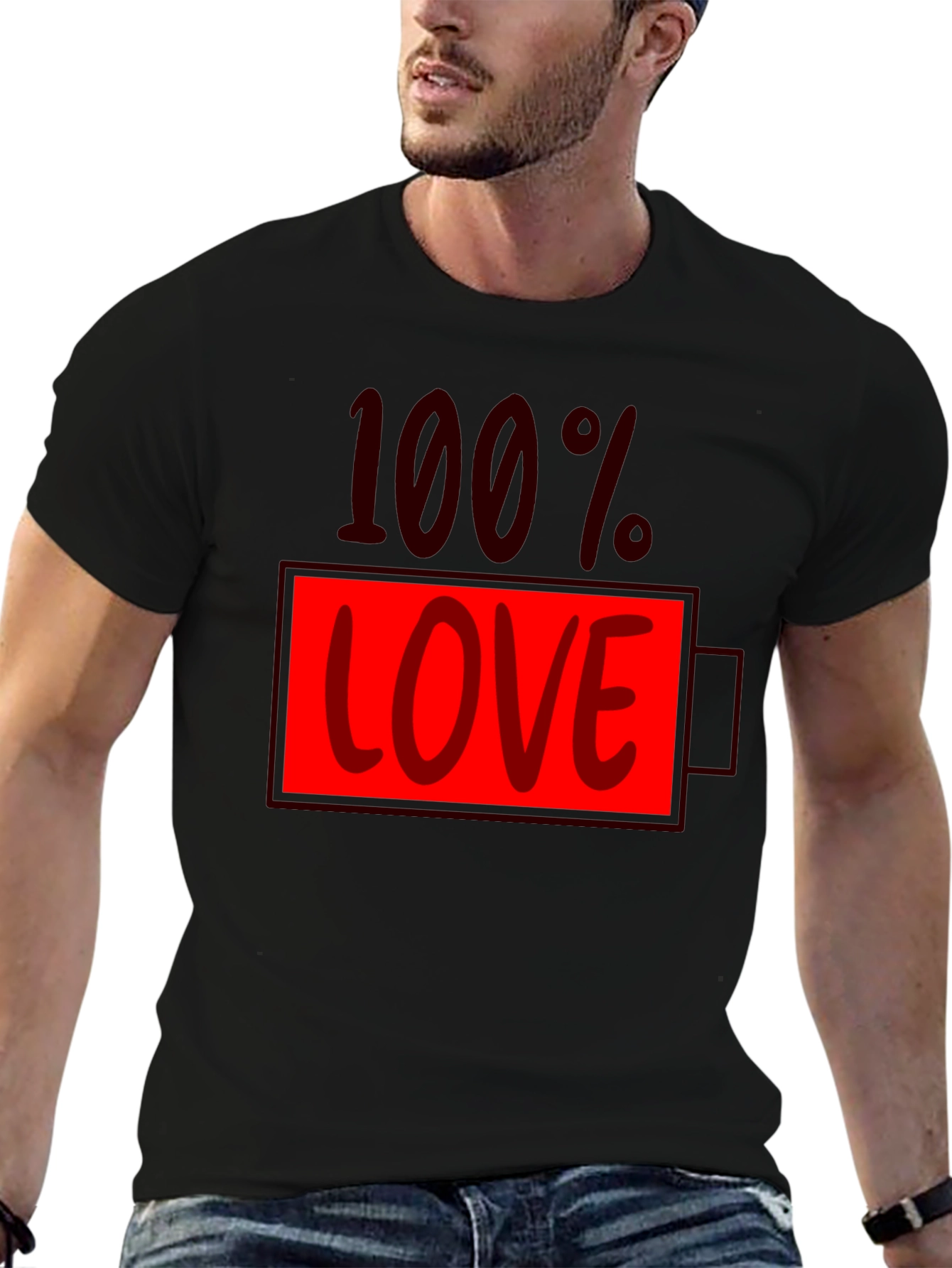 100% Love Battery Graphic Tee - Black