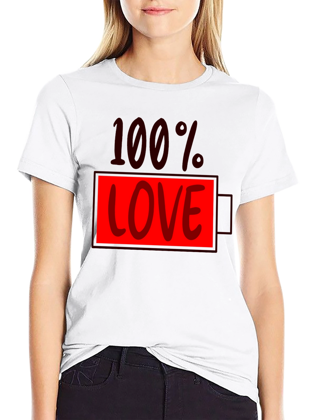 100% Love Battery Graphic Tee - Black