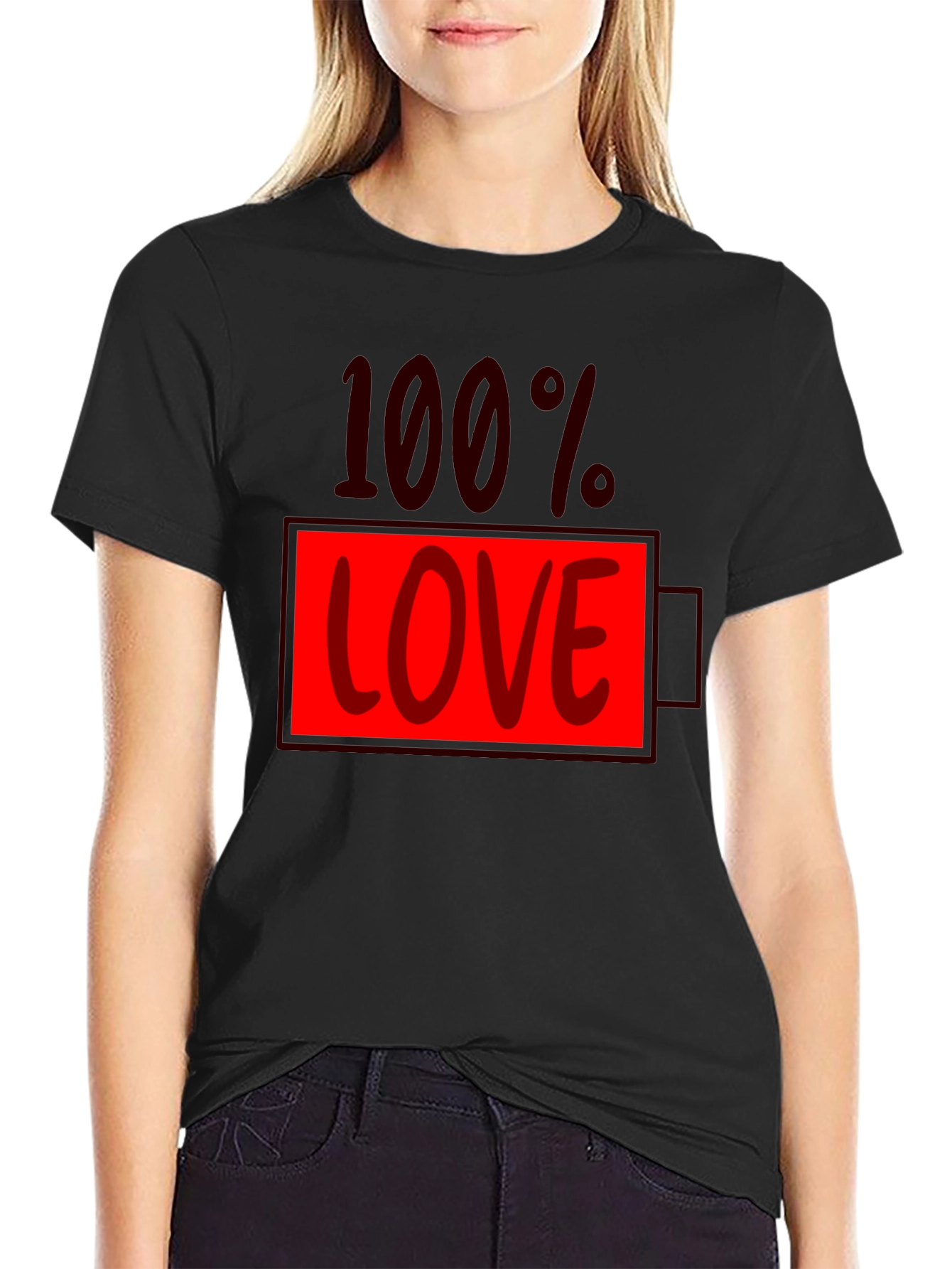 100% Love Battery Graphic Tee - Black