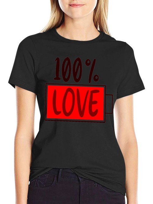 100% Love Battery Graphic Tee - Black